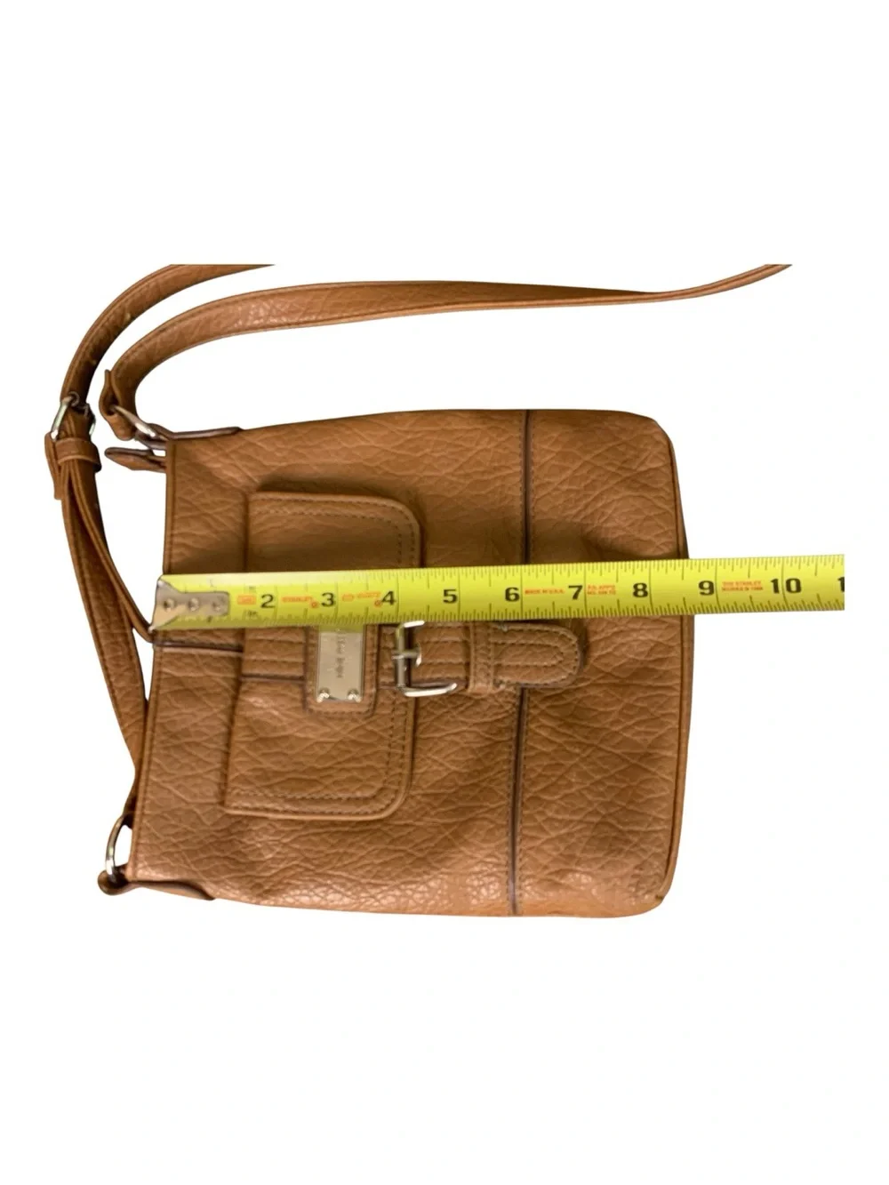 Nine West Tan Faux Leather Crossbody‎ Bag Adjustable Strap Travel Errands